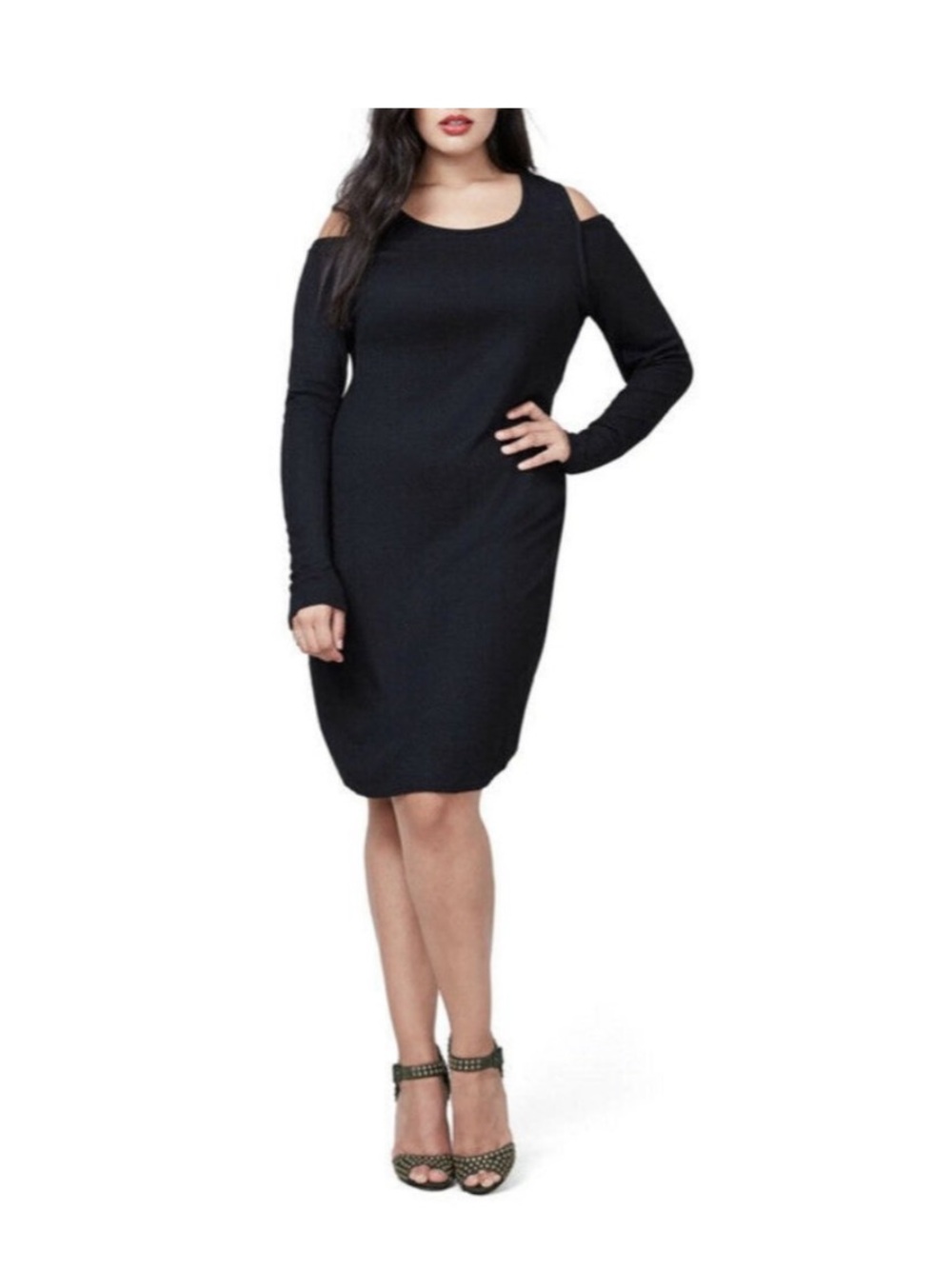 NWT RACHEL Rachel Roy Black Cold-Shoulder Sheath Dress 1x 2x